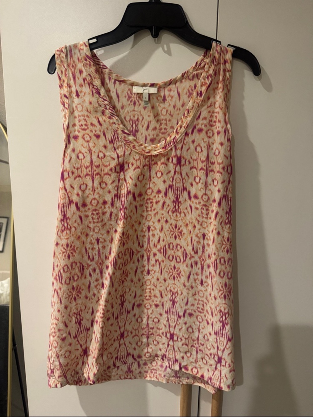 Joie Pink and Cream Sleeveless Printed Tank